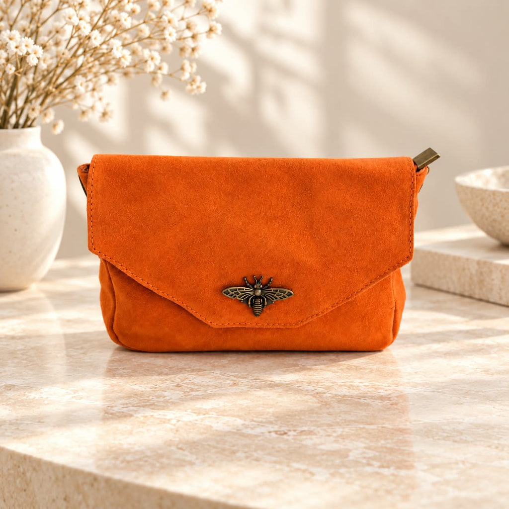 Sac abeille cuir citrouille