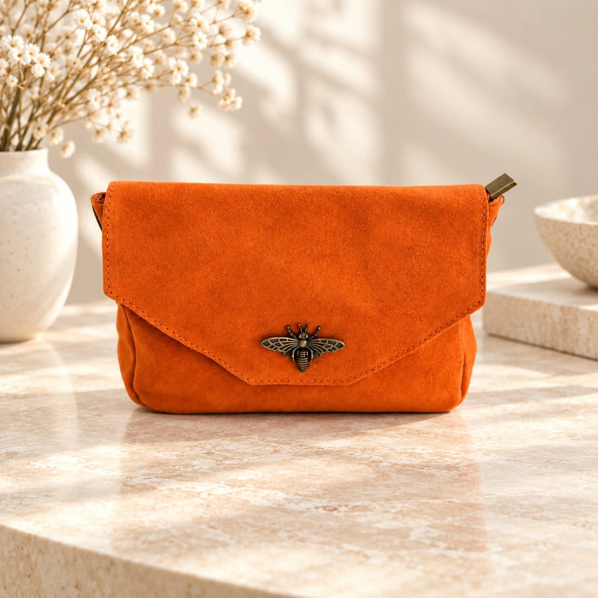 Sac abeille cuir citrouille
